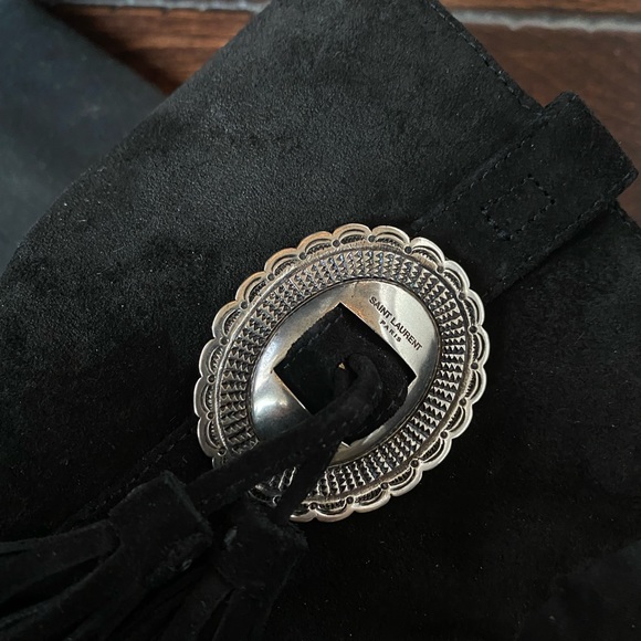 Saint Laurent Janis 105 Western Buckle Concho Ankle Boots Booties 39 - Picture 6 of 14